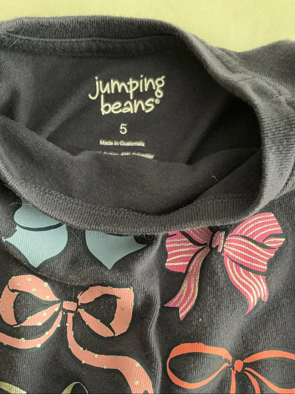 jumping beans Navy Bow Graphic Pajama Top & Pink Ribbed Pants